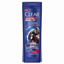 Шампунь для волос и бальзам-ополаскиватель Clear Men 2 в 1 Ultimate Control с аминокислотами против перхоти, 400мл
