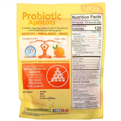 Mariani Dried Fruit, Premium, Probiotic Apricots, 6 oz (170 g)