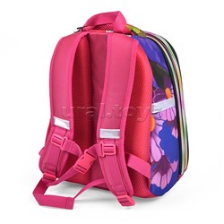 Рюкзак каркасный Кот в цветах формованный из полимеров, материал: нейлон, полиэстер, полноцветная печат, 2 отделения на молнии, 2 бегунка на каждой молнии, 1 вместительный боковой карман, светоотражатели , жесткая эргономичная спинка;  широкие, регулируем