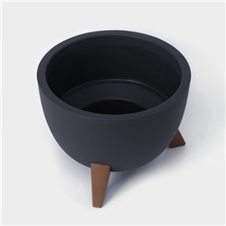 Кашпо для цветов на ножках «Флориан», 12 л (11 л), d=35 см, h=25.5 см, со вставкой, цвет графитовый