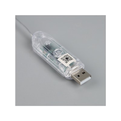 Умная гирлянда «Нить» 5 м роса с насадками «Звёздочки», IP20, серебристая нить, 50 LED, пульт ДУ, приложение, свечение RGB, USB