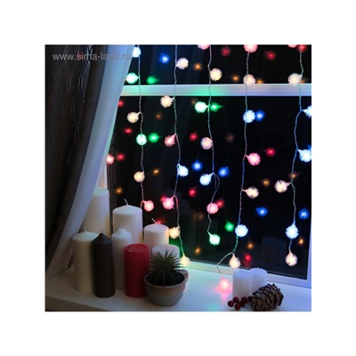 Гирлянда «Занавес» 2×1.5 м с насадками «Ёжики», IP20, прозрачная нить, 360 LED, свечение мульти, 8 режимов, 220 В