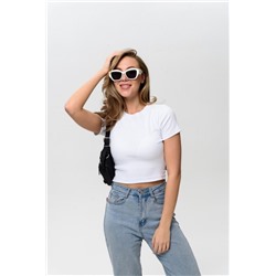 14410 футболка женская укороченная (Белый)