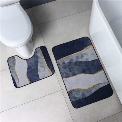 Коврики для ванной и туалета Доляна «Вега», 2 шт.: 50×80 см, 50×40 см