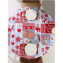 Скатерть новогодняя рогожка DomoVita Чудеса 150×150 см, хл100%, 170 г/м²