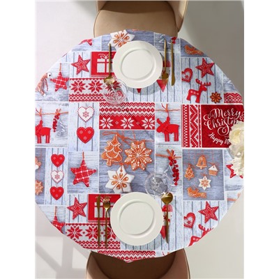 Скатерть новогодняя рогожка DomoVita Чудеса 150×150 см, хл100%, 170 г/м²
