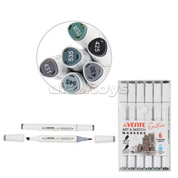 Набор маркеров для скетчинга "Emotion" 6 цветов (6 оттенков серого), двусторонние