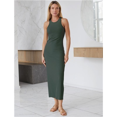 Платье из трикотажа в широкий рубчик