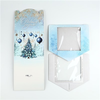 Коробка кондитерская новогодняя с окном, сундук, «Ёлочка», 20×20×20 см