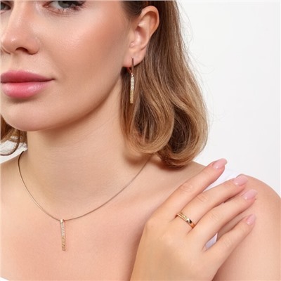 Комплект ювелирная бижутерия коллекция  "Дубай" серьги, кулон и кольцо 19 р, покрытие: позолота, вставка: фианиты, цвет: желтый и прозрачный, арт.215.409-19