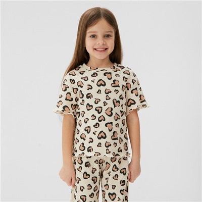 Пижама детская (футболка и брюки) KAFTAN Leo love, размер 32 (110-116 см)