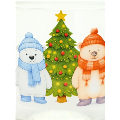 Кружка стеклянная новогодняя «Мишки в лесу», 500 мл