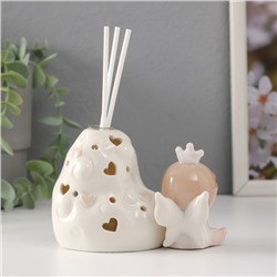 Фигурка светящаяся с аромадиффузором для эфирных масел »Малыш-ангелок в короне», керамика, 6.5×11×8 см