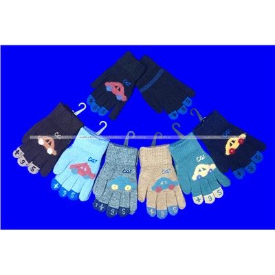 Перчатки для мальчиков "Машинки" внутри с начесом