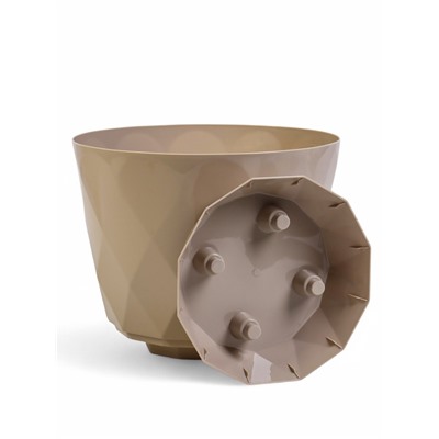 Горшок для цветов с поддоном Laurel, 9.3 л, d=27.7 см, h=22.5 см, пластиковый, бежевый