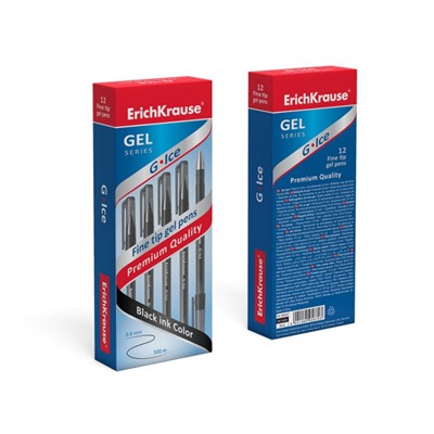 Ручка гелевая 0.5 мм"Айсберг" 39004 черная, игольчатый наконечник тонированная ErichKrause