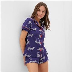 Пижама женская (рубашка, шорты) KAFTAN Zebra, размер 44-46, синяя