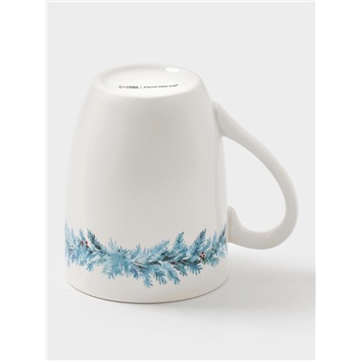 Кружка новогодняя Доляна «Зимний вечер», 300 мл, фарфор, белая