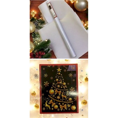 Наклейка на стекло Новогодняя "Ёлка с оленями" 60х45 см J4036 36-335 00-00010519