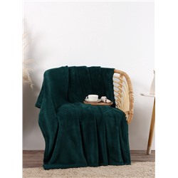 Плед «Этель», 150×200 см, корал-флис, изумрудный