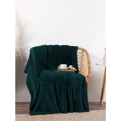 Плед «Этель», 150×200 см, корал-флис, изумрудный