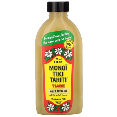 Monoi Tiare Tahiti, солнцезащитное масло для загара, SPF 3, 120 мл (4 жидк. унции)