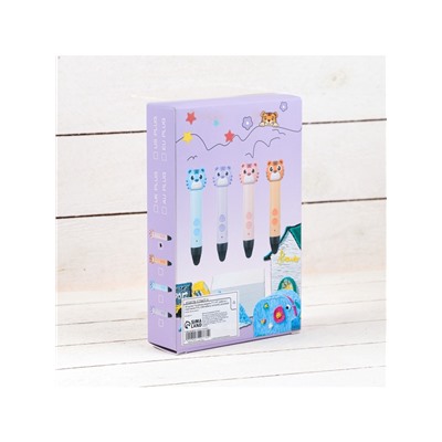 3D ручка Тигрёнок, работа с пластиком PLA, USB кабель питания, розовая