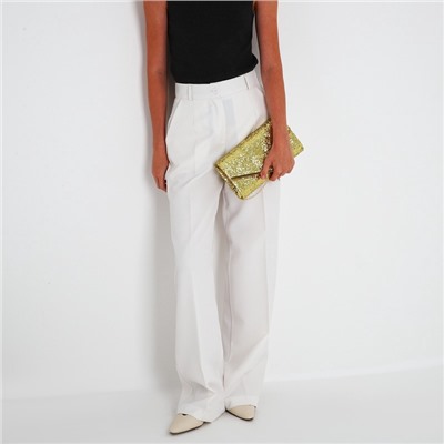 Клатч вечерний, на магните, с длинной цепочкой, блестящий, цвет золотой