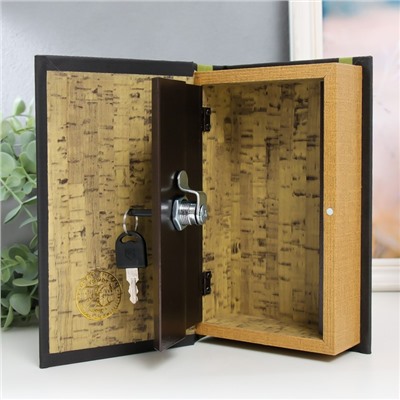 Шкатулка книга - сейф «Зелёная земля», дерево, искусственная кожа, 21×13×5 см