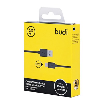Кабель USB - Apple lightning budi M8J023 (повр. уп.)  120см 2A  (black)