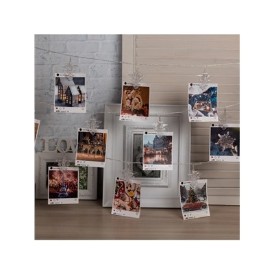 УЦЕНКА Гирлянда «Нить» 4.5 м с насадками «Прищепки-ёлочки», IP20, прозрачная нить, 20 LED, свечение тёплое белое, 220 В