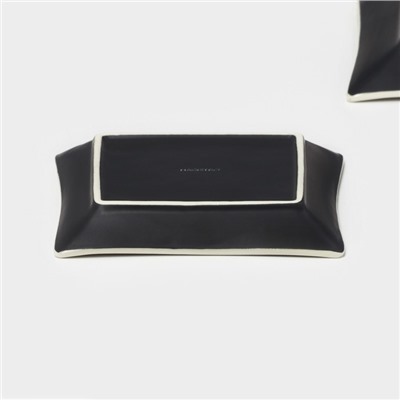 Тарелки Magistro Matt black, 15×2 см, набор 2 шт., квадратные, фарфор, белые, чёрные