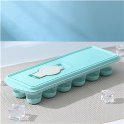 Форма для льда IDEA «Капля», 25×8.5×4 см, с крышкой и клапаном, аквамарин