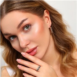 Комплект ювелирной бижутерии коллекция "Дубай" серьги и кольцо 17 р, покрытие позолота, вставка: фианиты, цвет: черный, арт.213.978-17