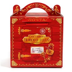 Коробка кондитерская с окном, сундук, «Новогодняя почта», 20×20×20 см,