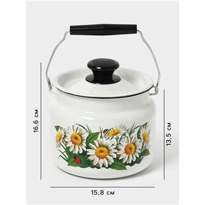 Бидон эмалированный, 2 л, с ручкой и крышкой, белый