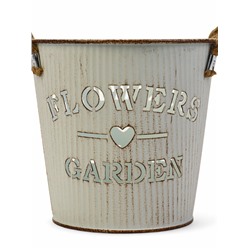 Кашпо «Ведёрко цветочный сад», 13×13×12 см, белое