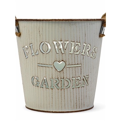 Кашпо «Ведёрко цветочный сад», 13×13×12 см, белое