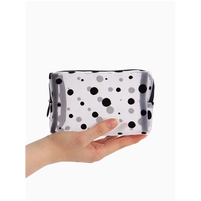 Косметичка женская DOT, с рисунком, сетка, на молнии, белая