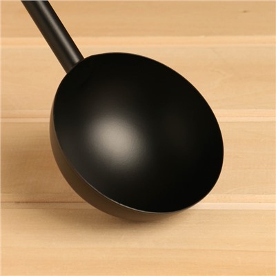 Ковш - черпак для бани и сауны, 200 мл, 45 см, сталь, чёрный