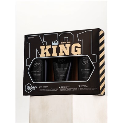 Подарочный набор косметики BLACK ONYX, гель для душа 290 мл, шампунь для волос 290 мл, гель для бритья 110 мл, аромат перца и агарового дерева, HARD LINE