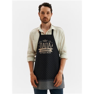 Фартук «Доляна. Папа готовит лучше всех», черный, 60×70 см, 100% хлопок, рогожка 160 г/м²