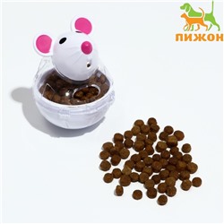 Игрушка-неваляшка «Мышка» с отсеком для лакомств (лакомства до 1 см), 4.7×6.5 см, белая