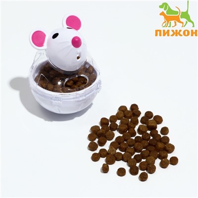 Игрушка-неваляшка «Мышка» с отсеком для лакомств (лакомства до 1 см), 4.7×6.5 см, белая