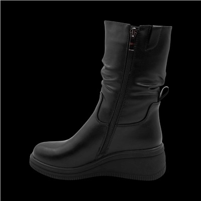 Сапоги из натуральной кожи на меху РМ-061-1 черные