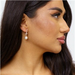 Серьги ювелирная бижутерия коллекция "Дубай" позолота с жемчугом, 37148, 215.226