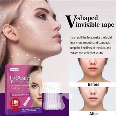 Тейпы для подтяжки лица прозрачные 100 шт #23004906