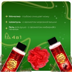 Новогодний подарочный набор косметики «Мастерская Деда Мороза» для душа и ванны, красная серия