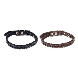 Ошейник плетёный, 42×2 см, ОШ 35-45 см, кожа, цвет МИКС