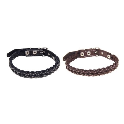 Ошейник плетёный, 42×2 см, ОШ 35-45 см, кожа, цвет МИКС